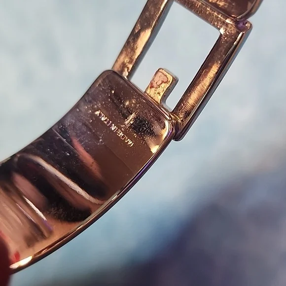 Gucci Plum Patent Leather Silver Bangle Cuff G Bracelet - Picture 5 of 5